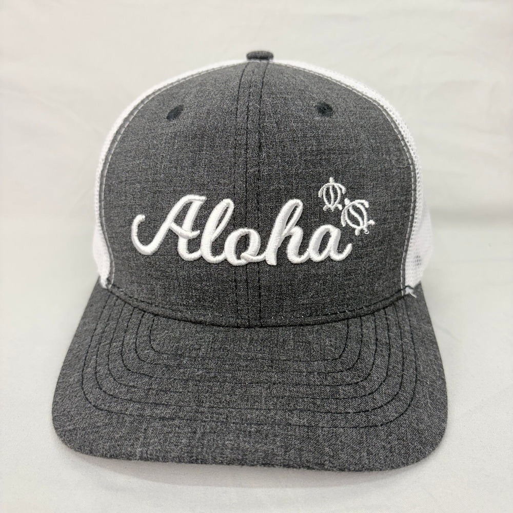 Surfware Trucker Hat Aloha Hawaii Unisex OSFM Gray White Mesh Snapback Cap